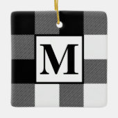 Monogram Black and White Buffalo Karierte Weihnach Keramikornament (Vorderseite)
