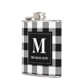 Monogram Black and White Buffalo Karo Flachmann (Links)