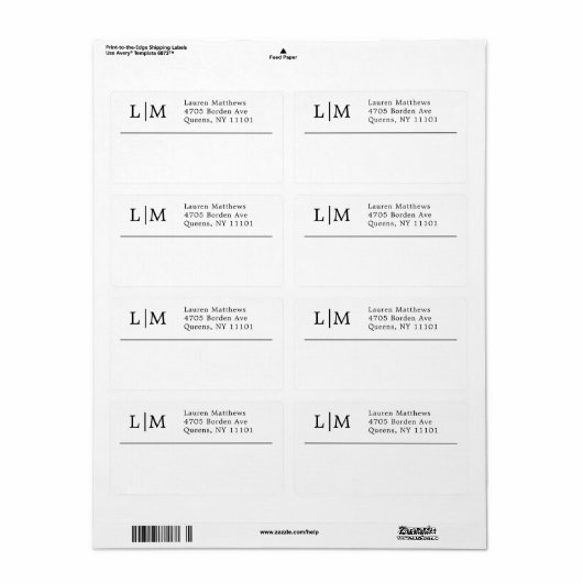 Monogram Black and White Business Shipping (Vorne)