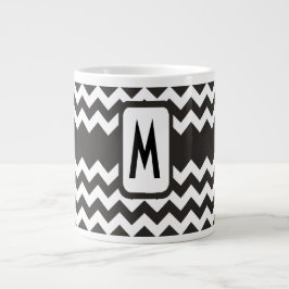 Monogram Black and White Chevrons Jumbo-Tasse