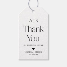 Monogram Black and White Gastgeschenk Hochzeit Dan Geschenkanhänger