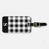 Monogram Black and White Gingham Gepäckanhänger (Vorderseite horizontal)