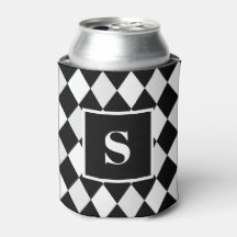 Monogram Black and White Harlequin Diamond Pattern