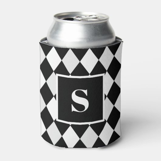 Monogram Black and White Harlequin Diamond Pattern Dosenkühler (Kanne Vorderseite)