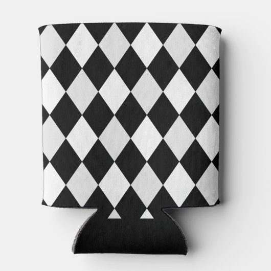 Monogram Black and White Harlequin Diamond Pattern Dosenkühler (Rückseite)