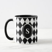 Monogram Black and White Harlequin Diamond Pattern Tasse (Links)