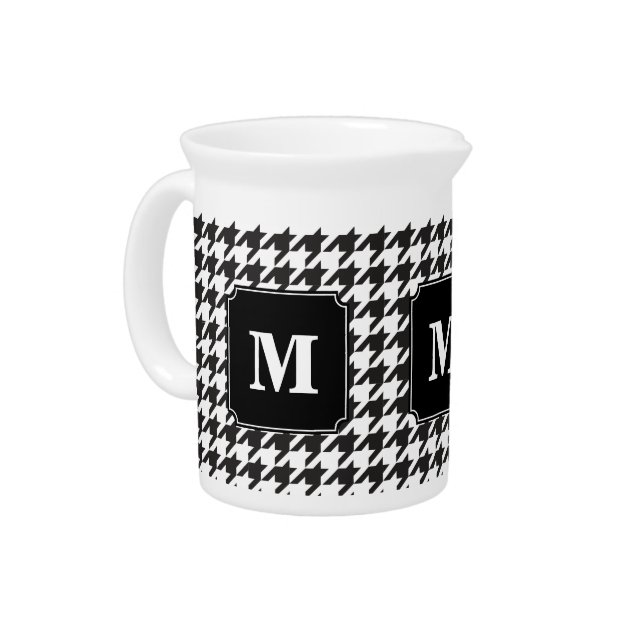 Monogram Black and White Hounds Tooth Getränke Pitcher (Links)