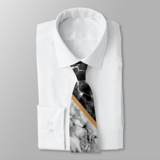 Monogram Black and White Marble Neck Tie Krawatte (Gebunden)