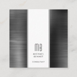 Monogram Black and White Metallic Foil Consultant Quadratische Visitenkarte