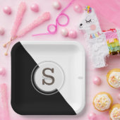 Monogram Black and White Paper Plate HAMbyWG Pappteller (Party)