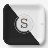 Monogram Black and White Paper Plate HAMbyWG Pappteller (Vorderseite)