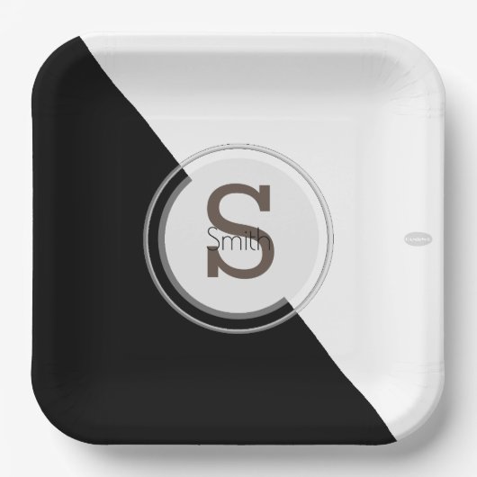 Monogram Black and White Paper Plate HAMbyWG Pappteller (Vorderseite)