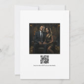 Monogram Black and White Wedding Foto und QR Code Einladung (Rückseite)