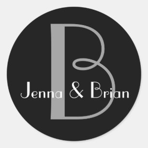 Monogram Black and White Wedding Sticker Siegel