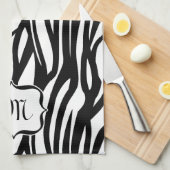 Monogram Black and White Zebra Print Kittuch Handtuch (Viertel Falte)