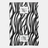 Monogram Black and White Zebra Print Kittuch Handtuch (Vertikal)