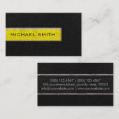 Monogram Black and Yellow Burlap Rustic Jute Visitenkarte (Vorne/Hinten)