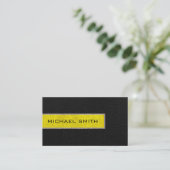 Monogram Black and Yellow Burlap Rustic Jute Visitenkarte (Stehend Vorderseite)