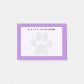 Monogram Black Animal Paw Print Lavendel Lila Post-it Klebezettel (Vorderseite)