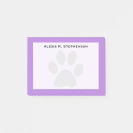 Monogram Black Animal Paw Print Lavendel Lila Post-it Klebezettel