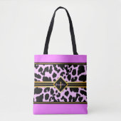 Monogram Black Animal Print Imitate Gold auf PINK Tasche (Vorderseite)