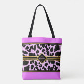 Monogram Black Animal Print Imitate Gold auf PINK Tasche (Rückseite)