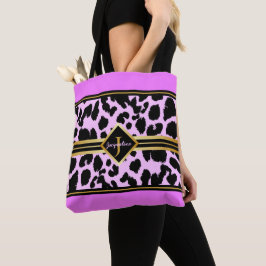 Monogram Black Animal Print Imitate Gold auf PINK Tasche