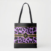 Monogram Black Animal Print Imitate Gold auf PINK Tasche (Vorderseite)