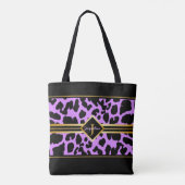 Monogram Black Animal Print Imitate Gold auf PINK Tasche (Rückseite)