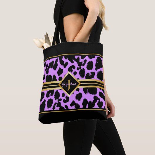 Monogram Black Animal Print Imitate Gold auf PINK Tasche (Von Nahem)