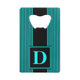 Monogram Black/Aqua Blue Pinstripe Geldbeutel Flaschenöffner