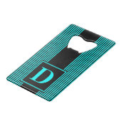 Monogram Black/Aqua Blue Pinstripe Geldbeutel Flaschenöffner (Vorderseite Schrägansicht)