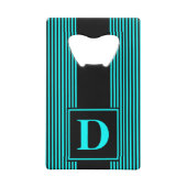 Monogram Black/Aqua Blue Pinstripe Geldbeutel Flaschenöffner (Rückseite)