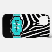Monogram Black, Aqua Zebra Stripe iPad Air Hüllen (Rückseite (Horizontal))