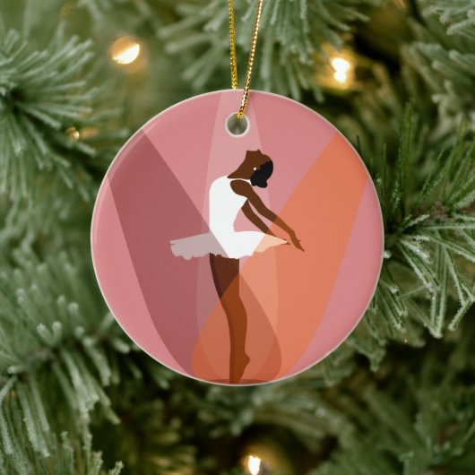 Monogram Black Ballerina Afroamerikanischer Tänzer Keramik Ornament (Baum)