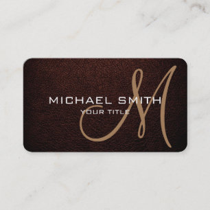 Monogram Black Beather Leather Look Visitenkarte