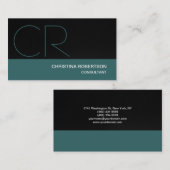 Monogram Black Blue Consultant-Visitenkarte Visitenkarte (Vorne/Hinten)