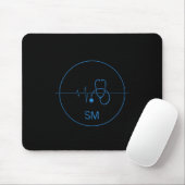 Monogram Black Blue Medical Stethoscope Heartbeat Mousepad (Mit Mouse)