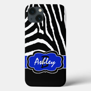 Monogram Black, Blue Zebra Stripe iPad Air Hüllen