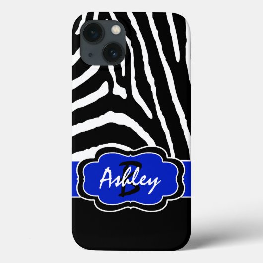 Monogram Black, Blue Zebra Stripe iPad Air Hüllen (Rückseite)
