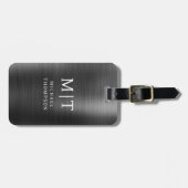 Monogram Black Brushed Metallic Elegant Gepäckanhänger (Vorderseite horizontal)