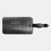 Monogram Black Brushed Metallic Elegant Gepäckanhänger (Rückseite horizontal)