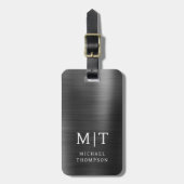 Monogram Black Brushed Metallic Elegant Gepäckanhänger (Vorderseite vertikal)