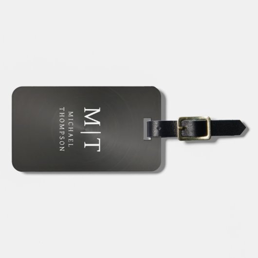 Monogram Black Brushed Metallic Elegant Gepäckanhänger (Vorderseite horizontal)