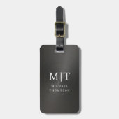 Monogram Black Brushed Metallic Elegant Gepäckanhänger (Vorderseite vertikal)
