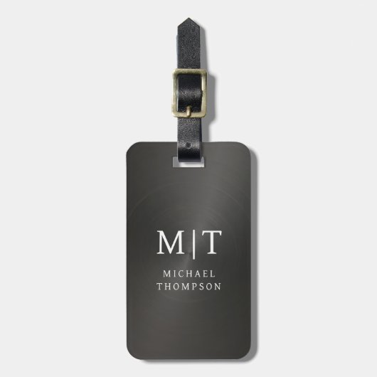 Monogram Black Brushed Metallic Elegant Gepäckanhänger (Vorderseite vertikal)