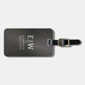 Monogram Black Brushed Metallic Elegant Gepäckanhänger (Vorderseite horizontal)