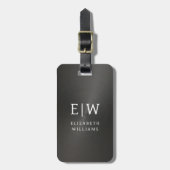 Monogram Black Brushed Metallic Elegant Gepäckanhänger (Vorderseite vertikal)