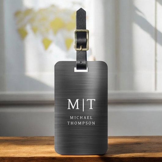 Monogram Black Brushed Metallic Elegant Gepäckanhänger
