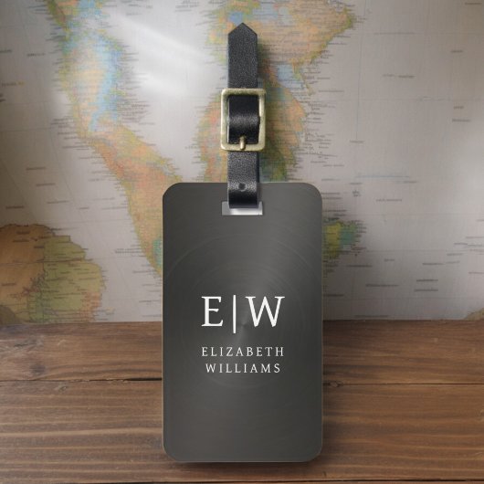 Monogram Black Brushed Metallic Elegant Gepäckanhänger
